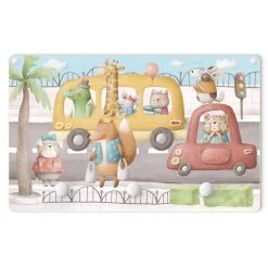 WallArt Kindergarderobe Holz - Aquarell Feierabend In Pfotenhausen In Bunt