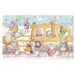 WallArt Kindergarderobe Holz - Aquarell Tierfest In Pfotenhausen In Bunt