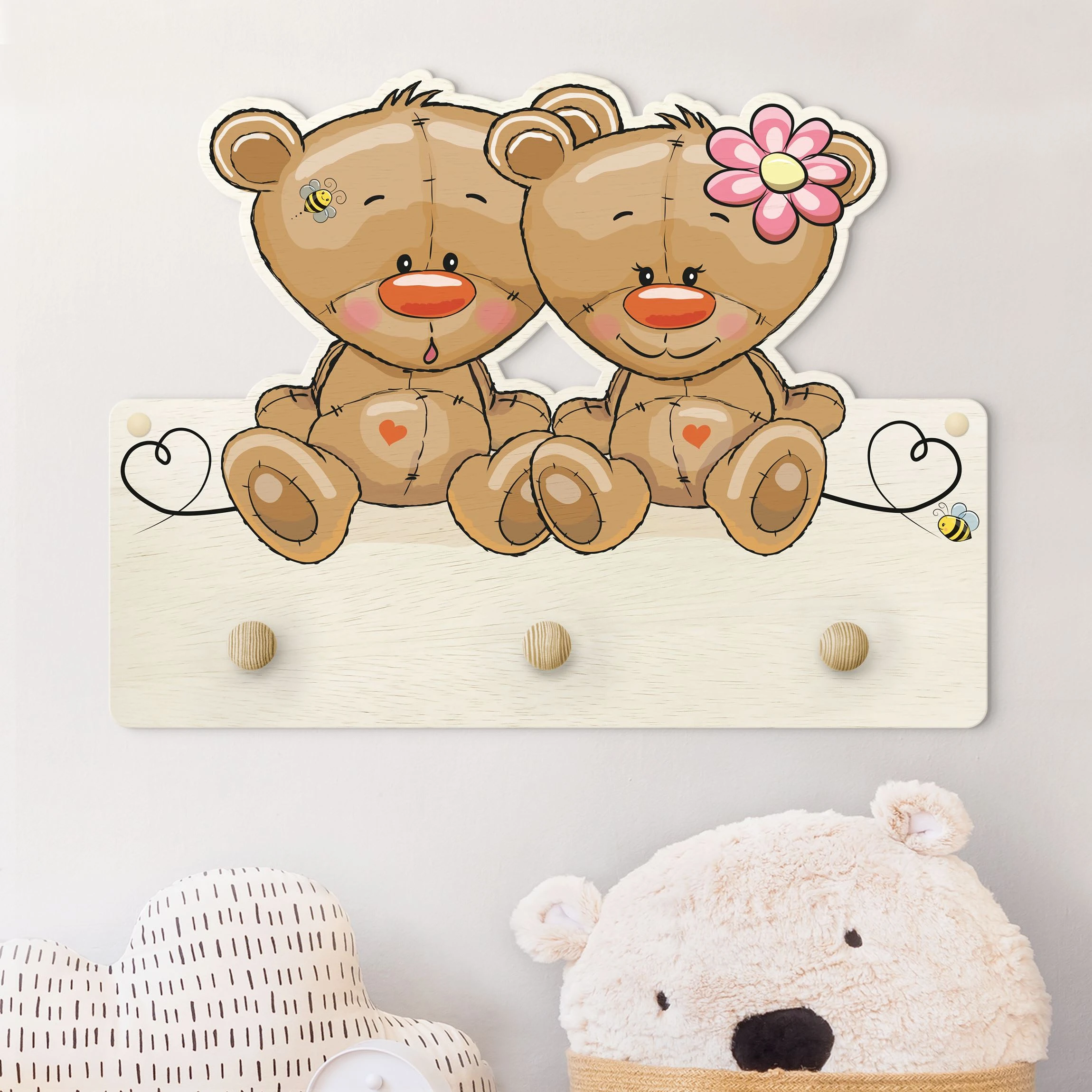 WallArt Kindergarderobe Holz - BĂ€ren Liebe In Braun - Image 2