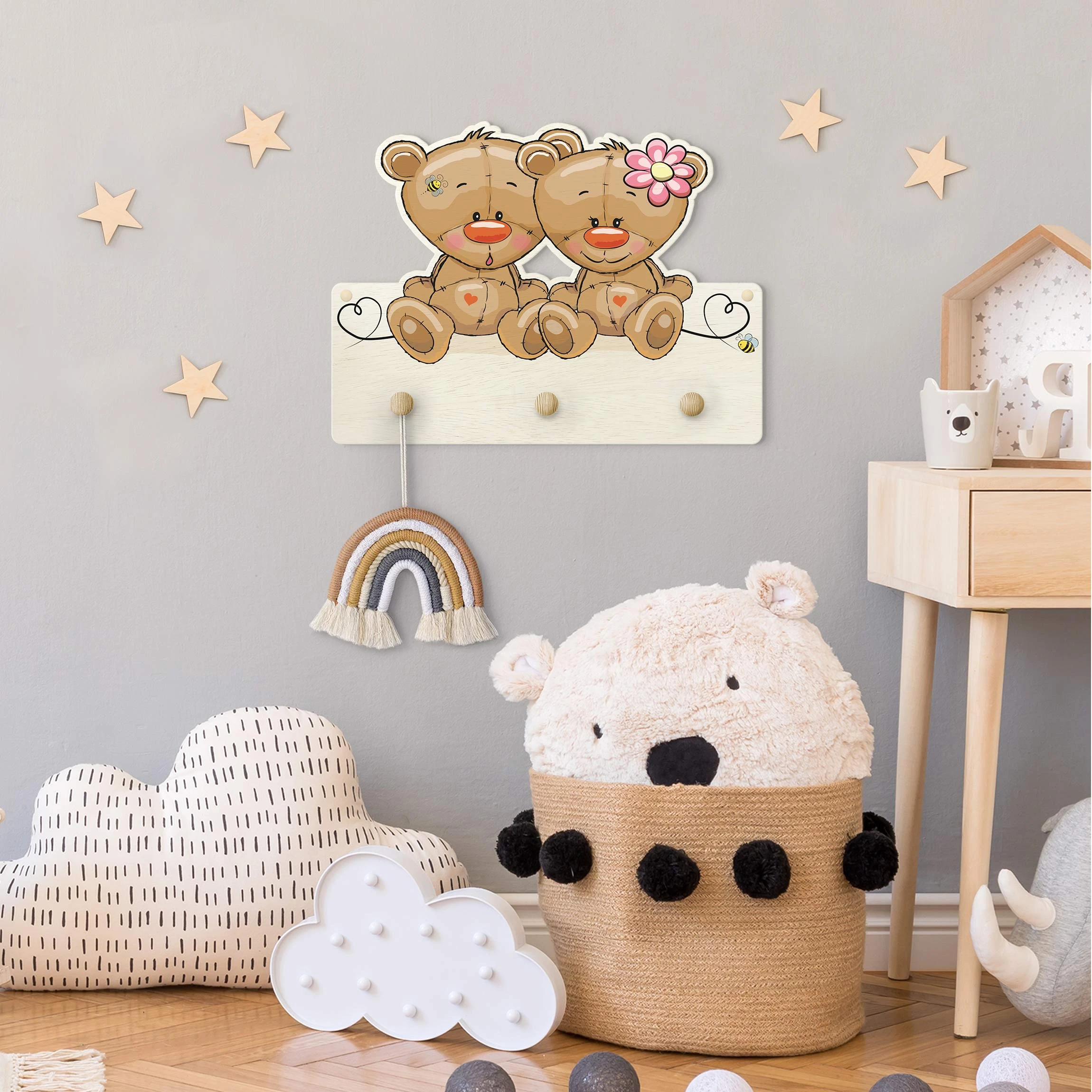 WallArt Kindergarderobe Holz - BĂ€ren Liebe In Braun - Image 3