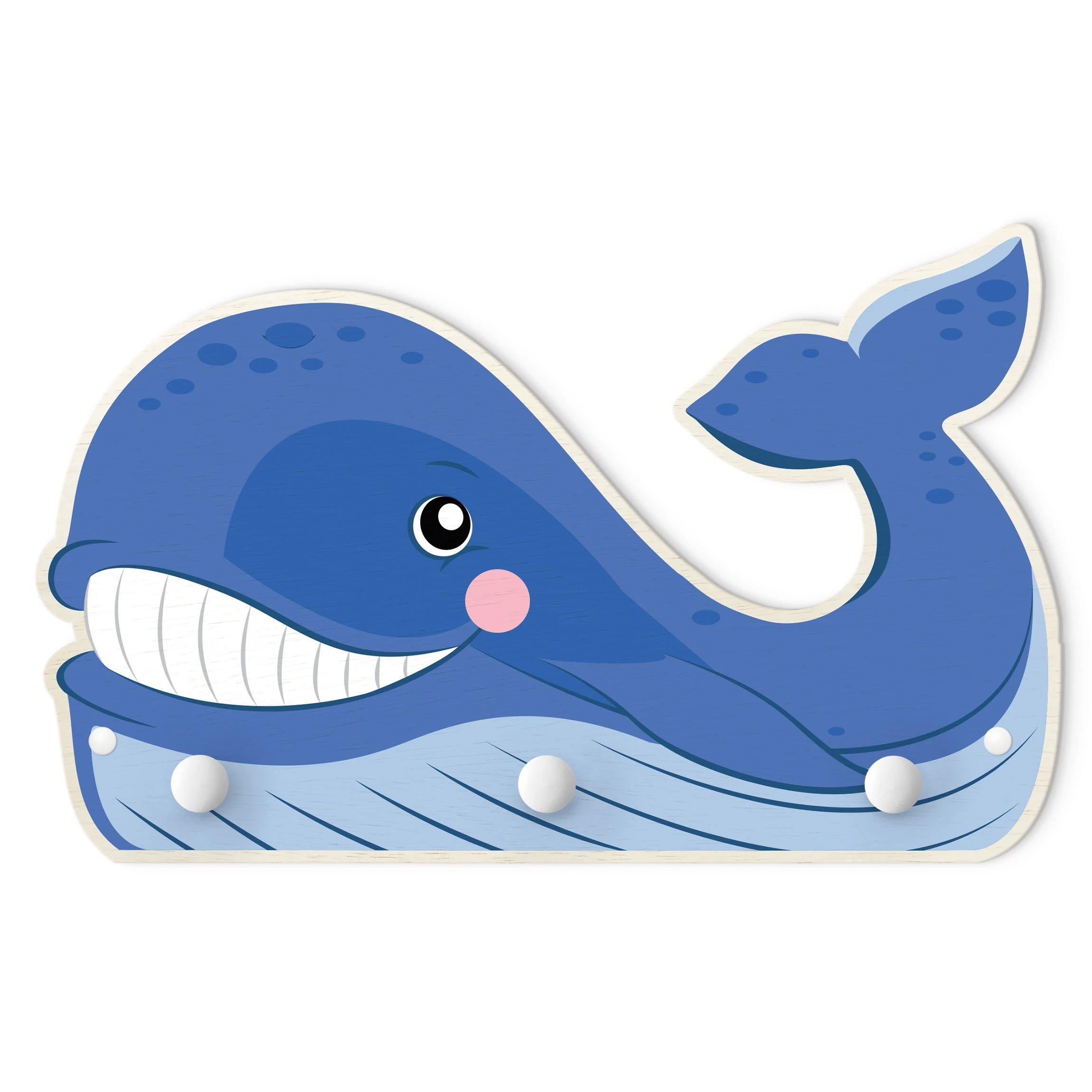 WallArt Kindergarderobe Holz - Dicker Wal In Blau