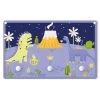 WallArt Kindergarderobe Holz - Dinosaurier - Der Vulkanausbruch In Violett