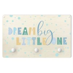 WallArt Kindergarderobe Holz - Dream Big Little One Blau In Blau