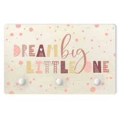 WallArt Kindergarderobe Holz - Dream Big Little One Rosa In Rosa