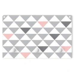 WallArt Kindergarderobe Holz - Dreiecke Grau Weiß Rosa In Grau