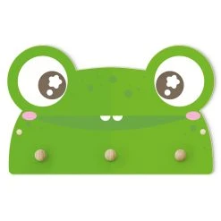 WallArt Kindergarderobe Holz - Frecher Frosch In Grün