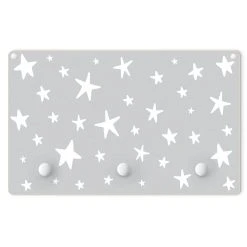 WallArt Kindergarderobe Holz - Gezeichn. Sterne Im Grauen Himmel In Grau