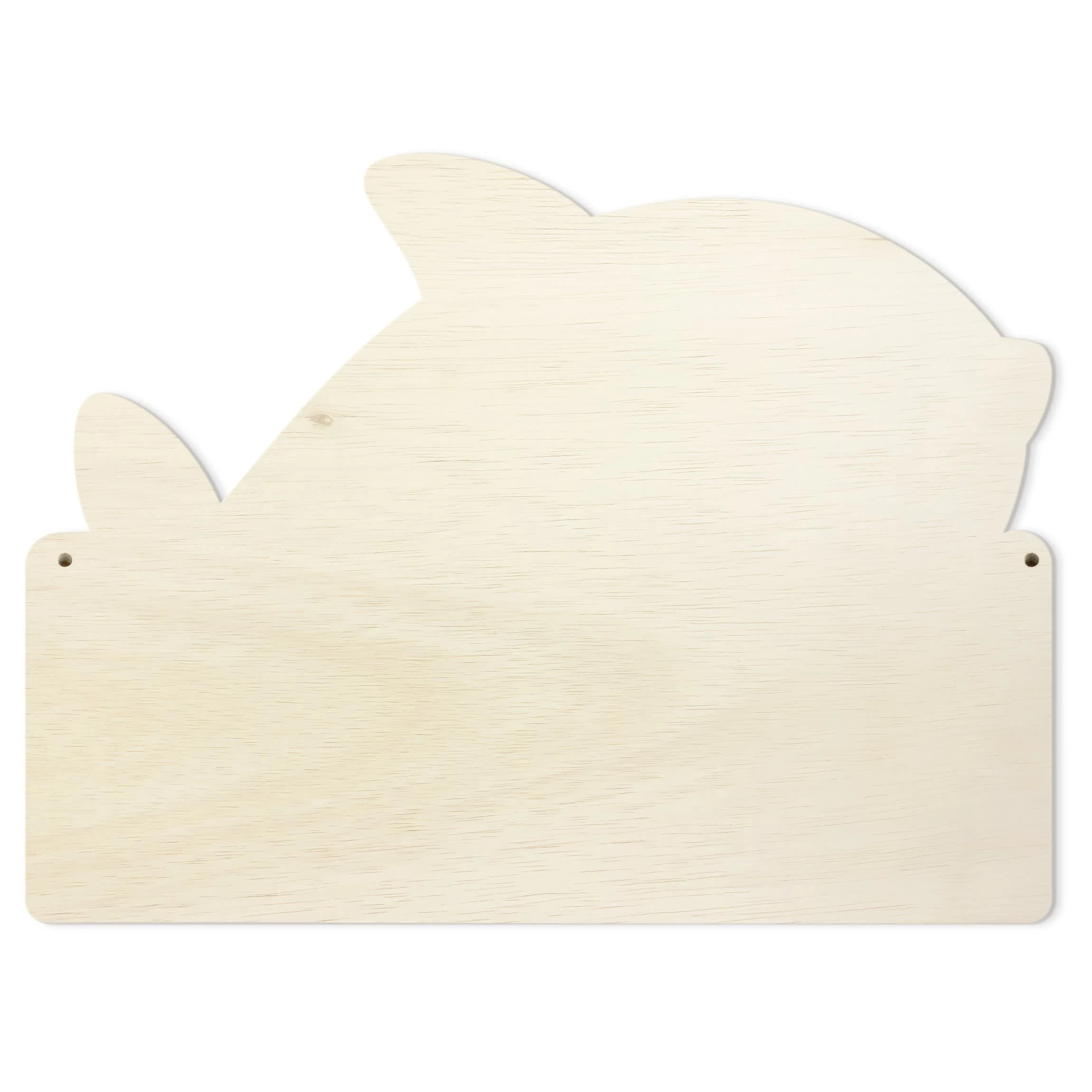 WallArt Kindergarderobe Holz - Grinsender Hai Im Meer In Grau - Image 5