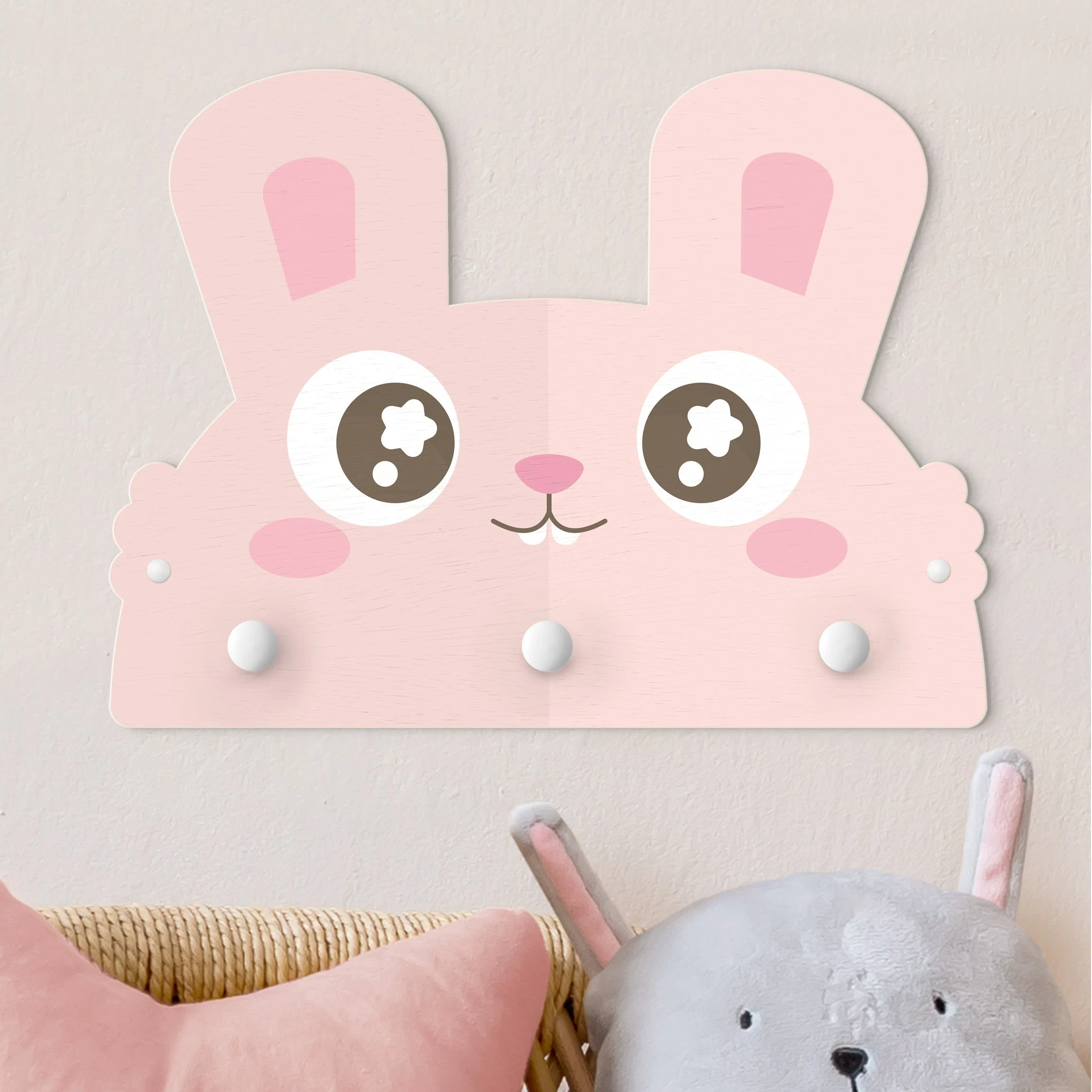 WallArt Kindergarderobe Holz - Herr Hase In Rosa - Image 2
