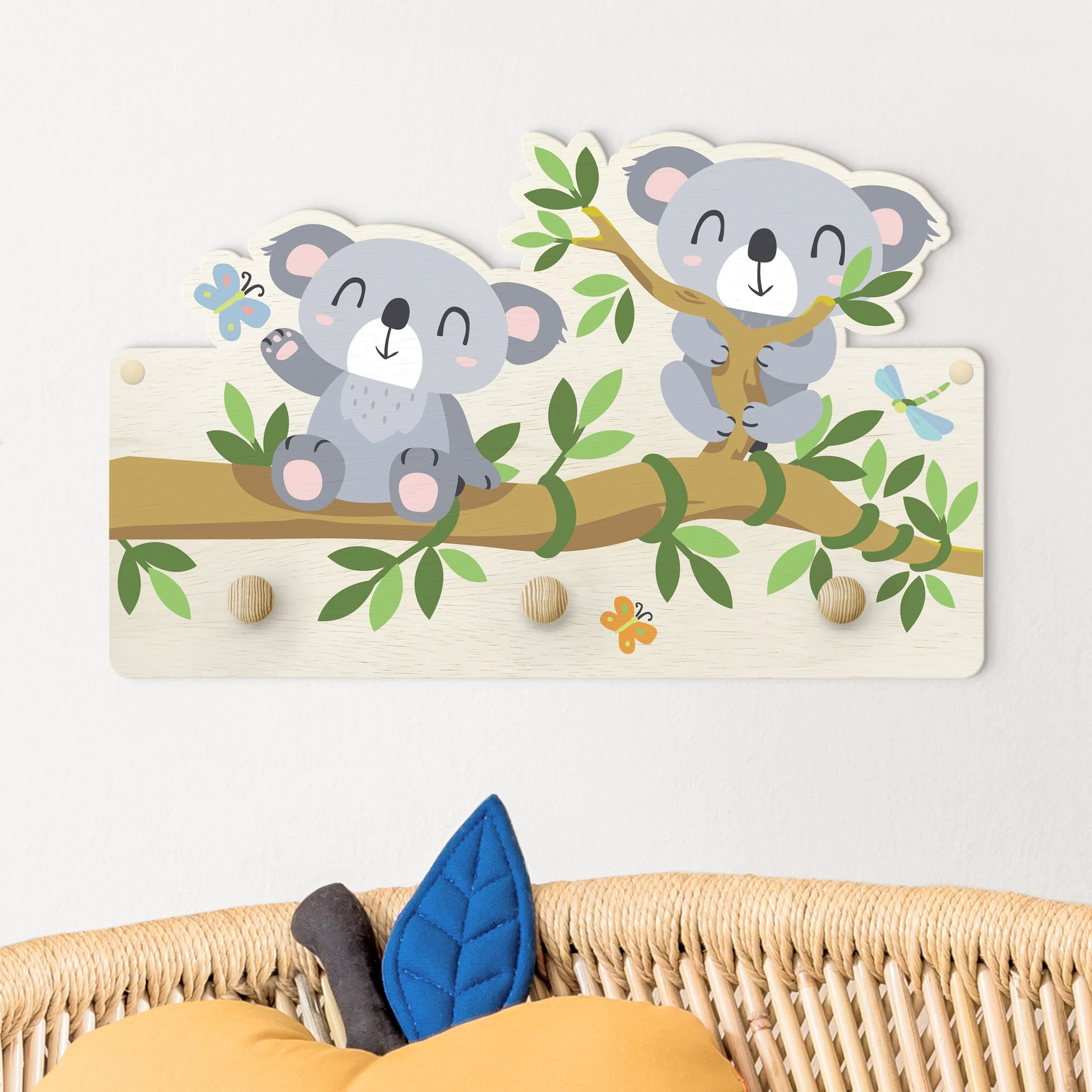 WallArt Kindergarderobe Holz - Koala Set In Grau - Image 2