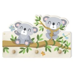 WallArt Kindergarderobe Holz - Koala Set In Grau