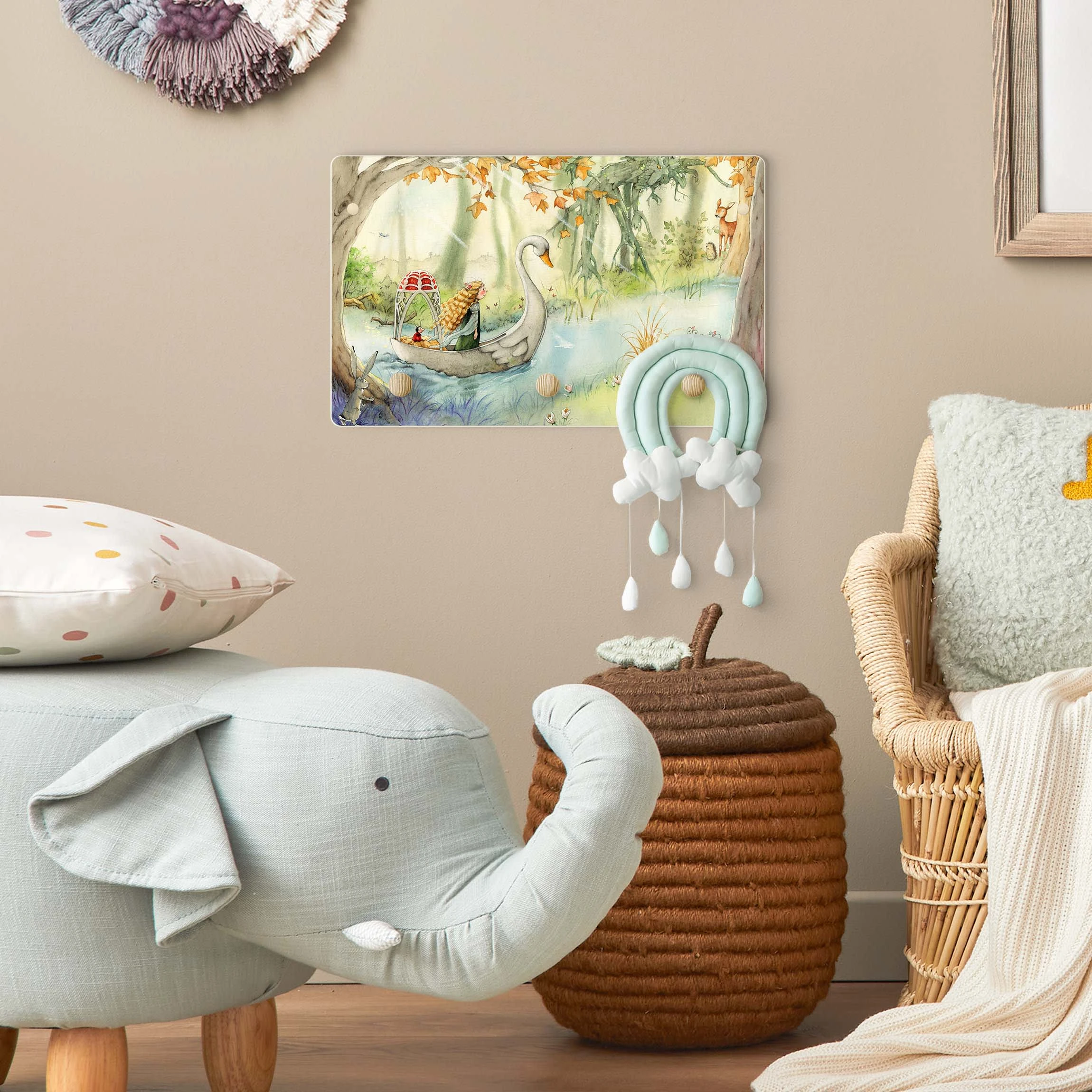 WallArt Kindergarderobe Holz - Lilia - Im Schwanenboot In Bunt - Image 4