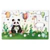 WallArt Kindergarderobe Holz - Panda Und Lama Aquarell In Grün