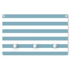 WallArt Kindergarderobe Holz - Querstreifen Blau Weiß In Blau
