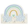 WallArt Kindergarderobe Holz - Regenbogen Mit Wolken Türkis In Pastell