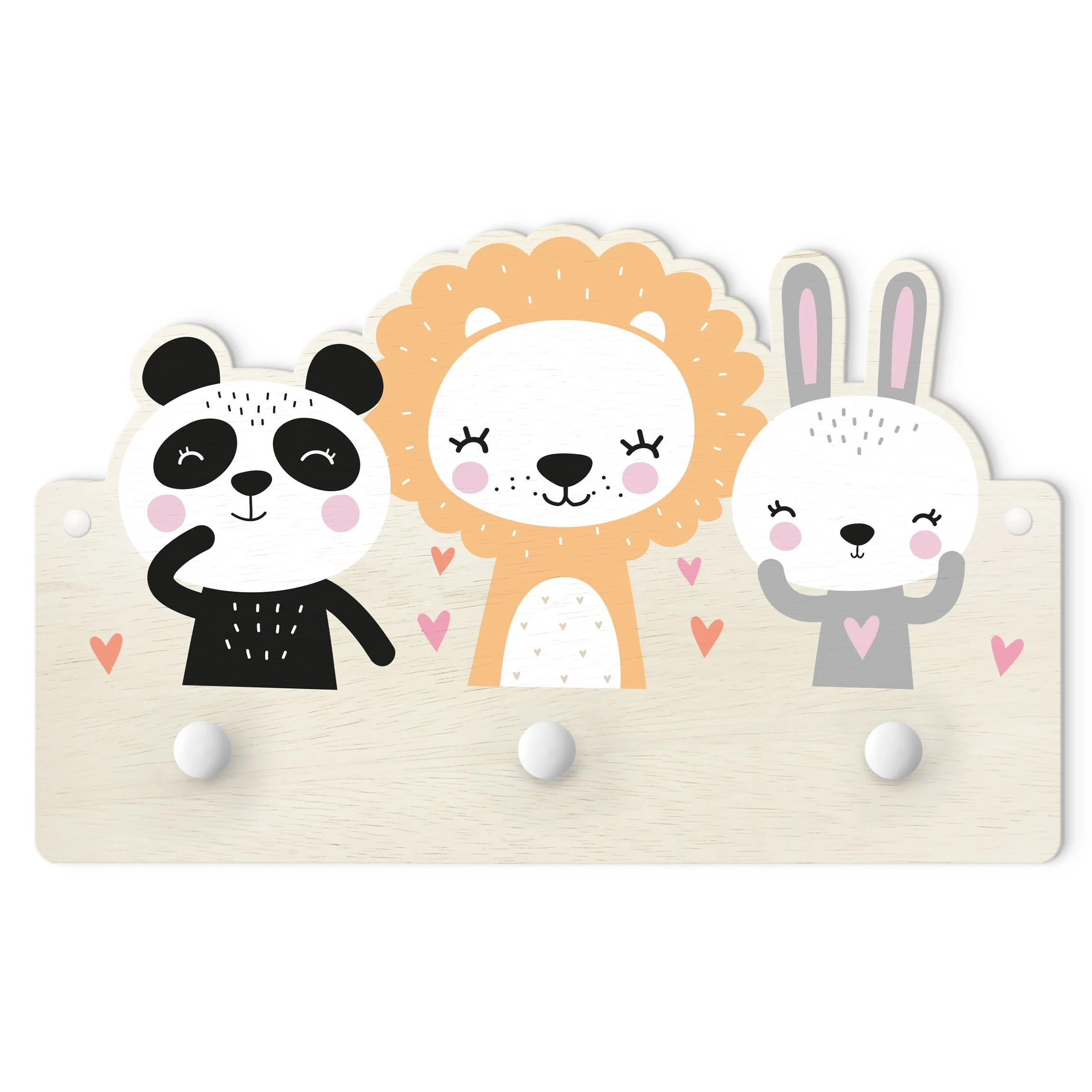 WallArt Kindergarderobe Holz - Safari Tiere In Pastell