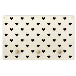 WallArt Kindergarderobe Holz - Schwarze Herzen Muster In Schwarz