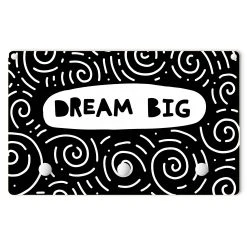 WallArt Kindergarderobe Holz - Spruch Dream Big Mit Wirbel Schwarz Weiß In Schwarz