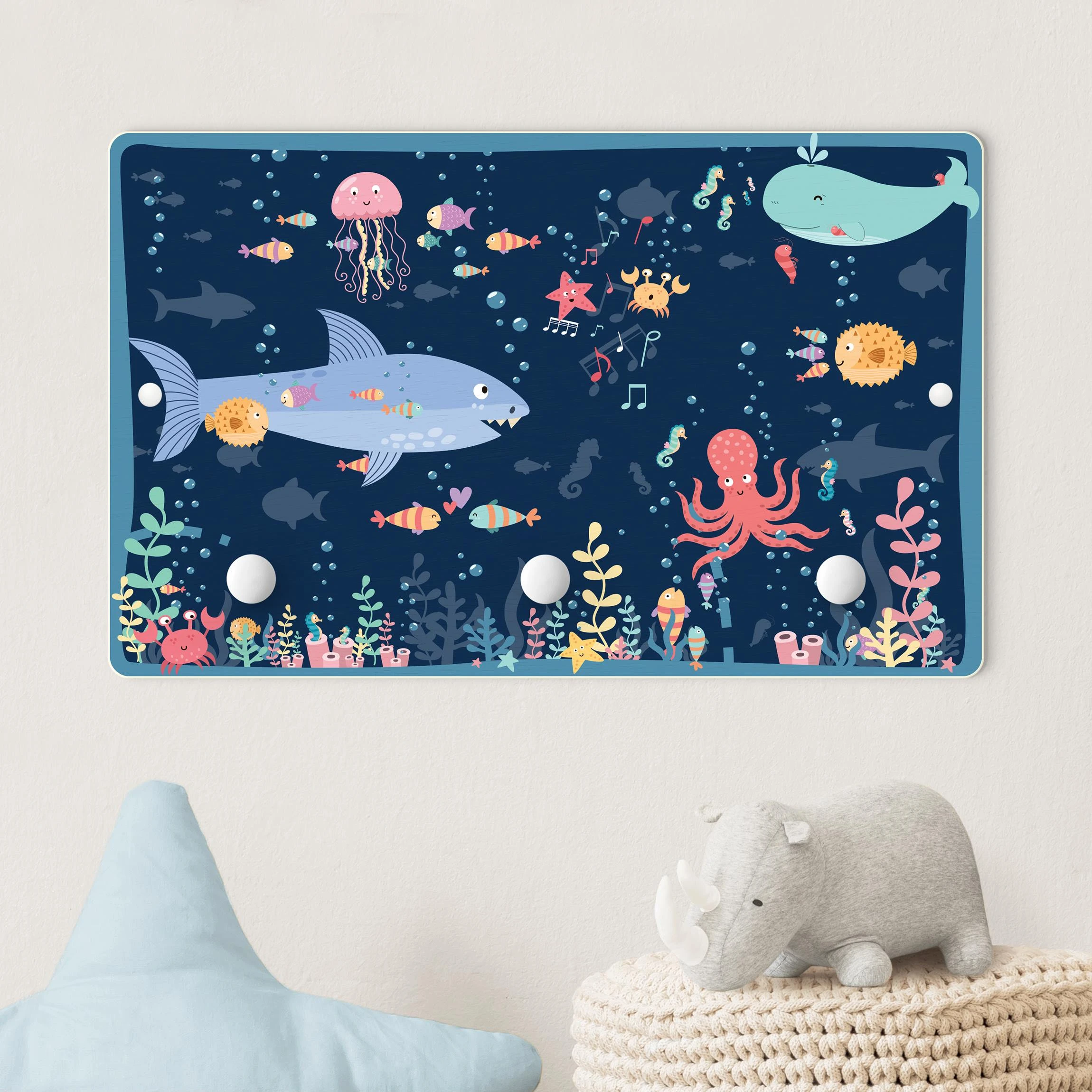 WallArt Kindergarderobe Holz - Unterwasser - Auf Entdeckungstour In Bunt - Image 2