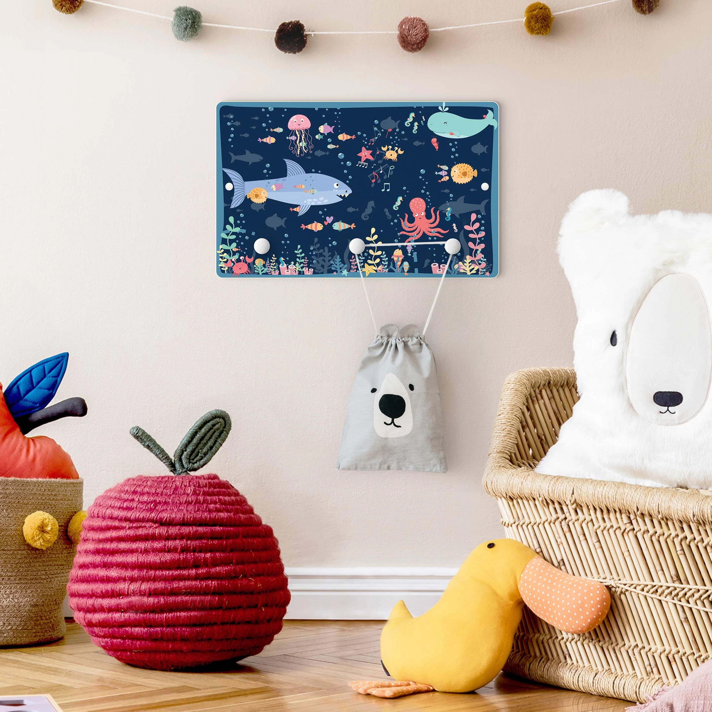 WallArt Kindergarderobe Holz - Unterwasser - Auf Entdeckungstour In Bunt - Image 3