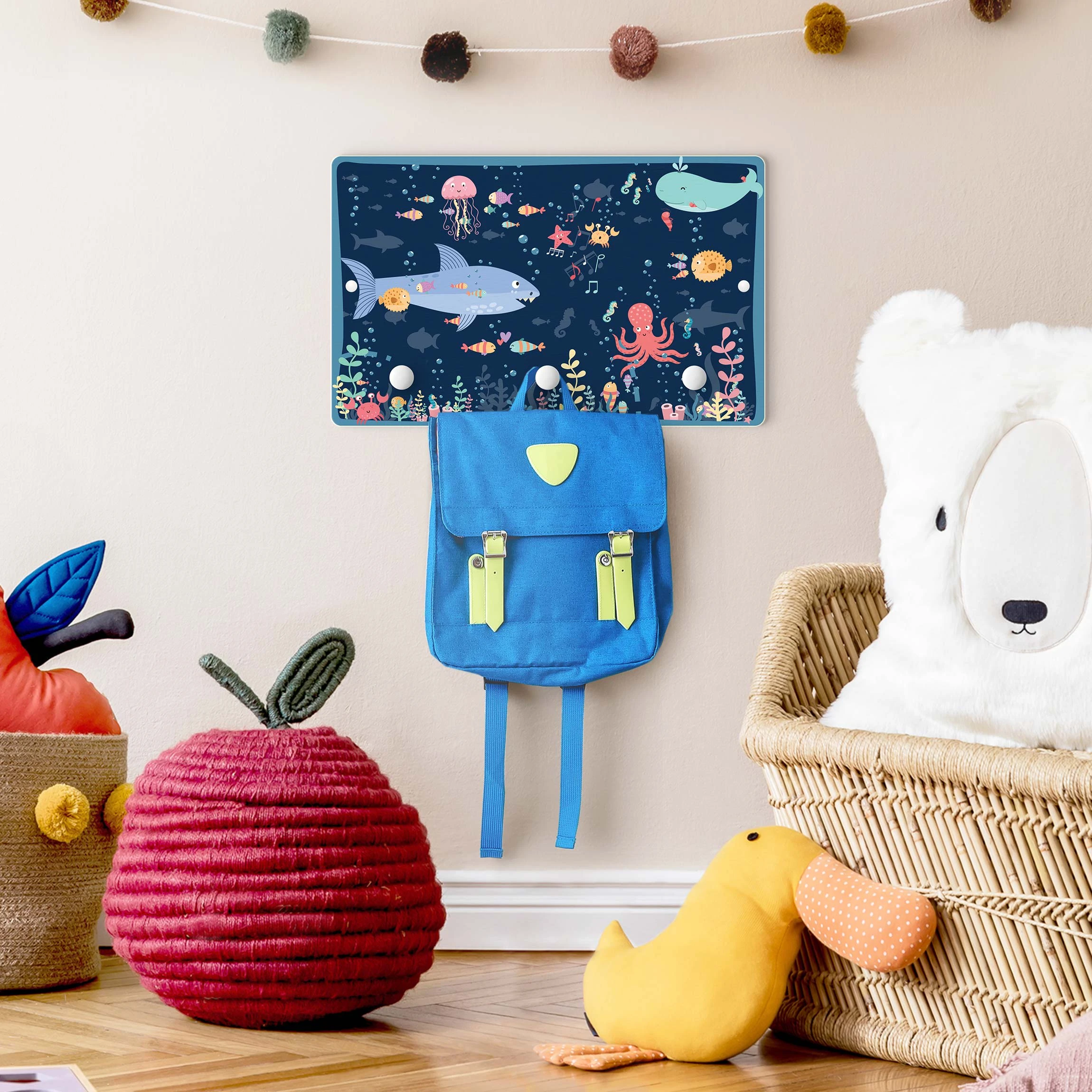 WallArt Kindergarderobe Holz - Unterwasser - Auf Entdeckungstour In Bunt - Image 4