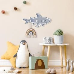 WallArt Kindergarderobe Holz - Unterwasserwelt - Hai In Grau 13 WallArt Kindergarderobe Holz - Unterwasserwelt - Hai In Grau -VCM-Shop wallart kindergarderobe holz unterwasserwelt hai in grau 3