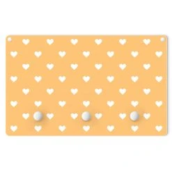 WallArt Kindergarderobe Holz - Weiße Herzen Auf Orange In Orange