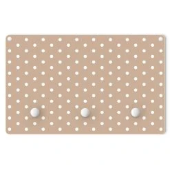 WallArt Kindergarderobe Holz - Weiße Punkte Auf Cappuccino In Creme-Beige