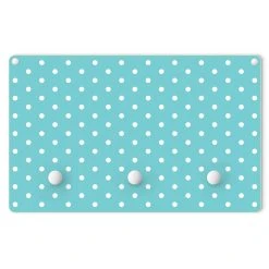 WallArt Kindergarderobe Holz - Weiße Punkte Auf Türkis In Türkis