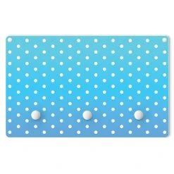 WallArt Kindergarderobe Holz - Weiße Punkte Auf Türkisverlauf In Türkis