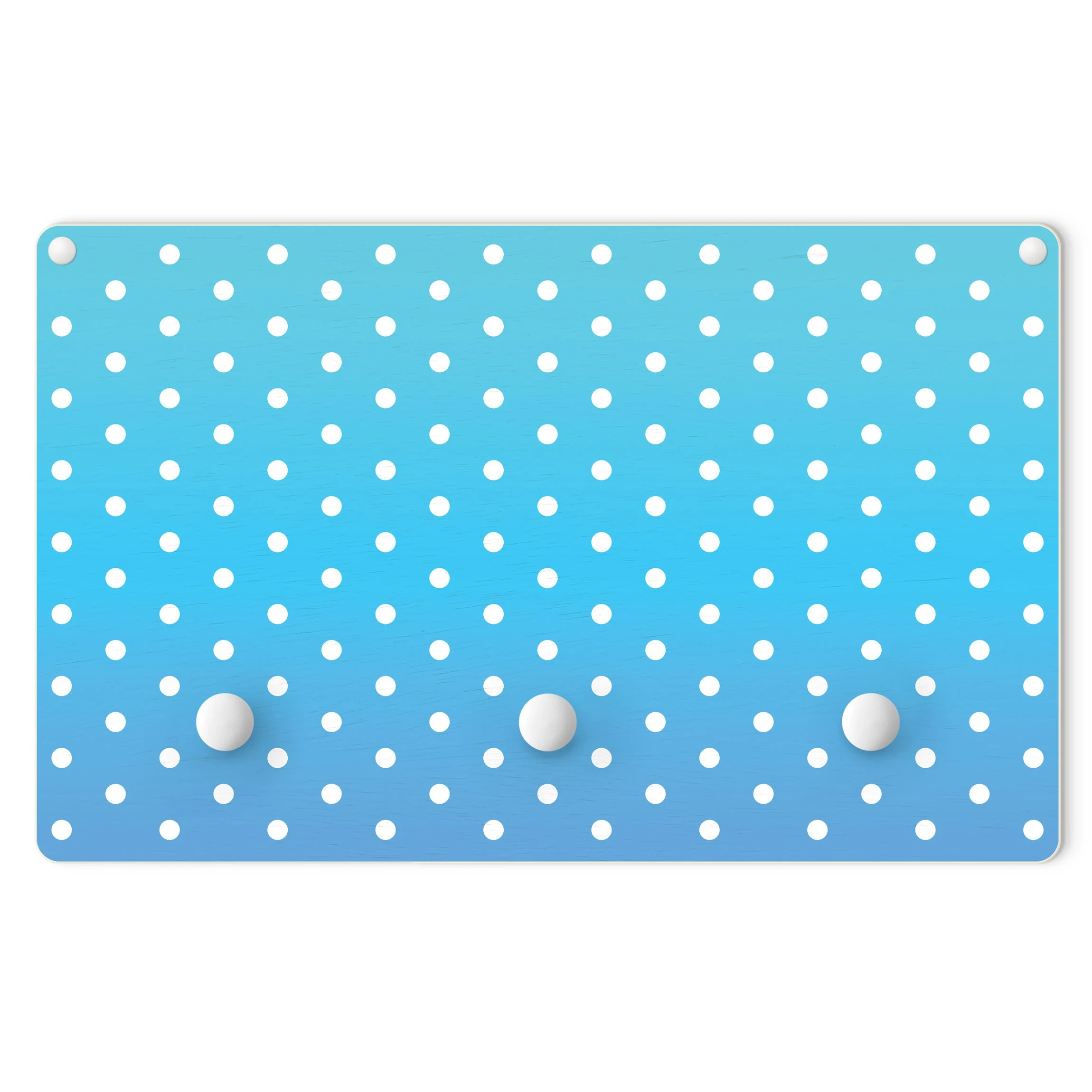 WallArt Kindergarderobe Holz - Weiße Punkte Auf Türkisverlauf In Türkis
