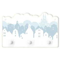 WallArt Kindergarderobe Holz - Wolkenschloss In Blau In Weiß