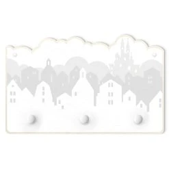 WallArt Kindergarderobe Holz - Wolkenschloss In Grau In Weiß