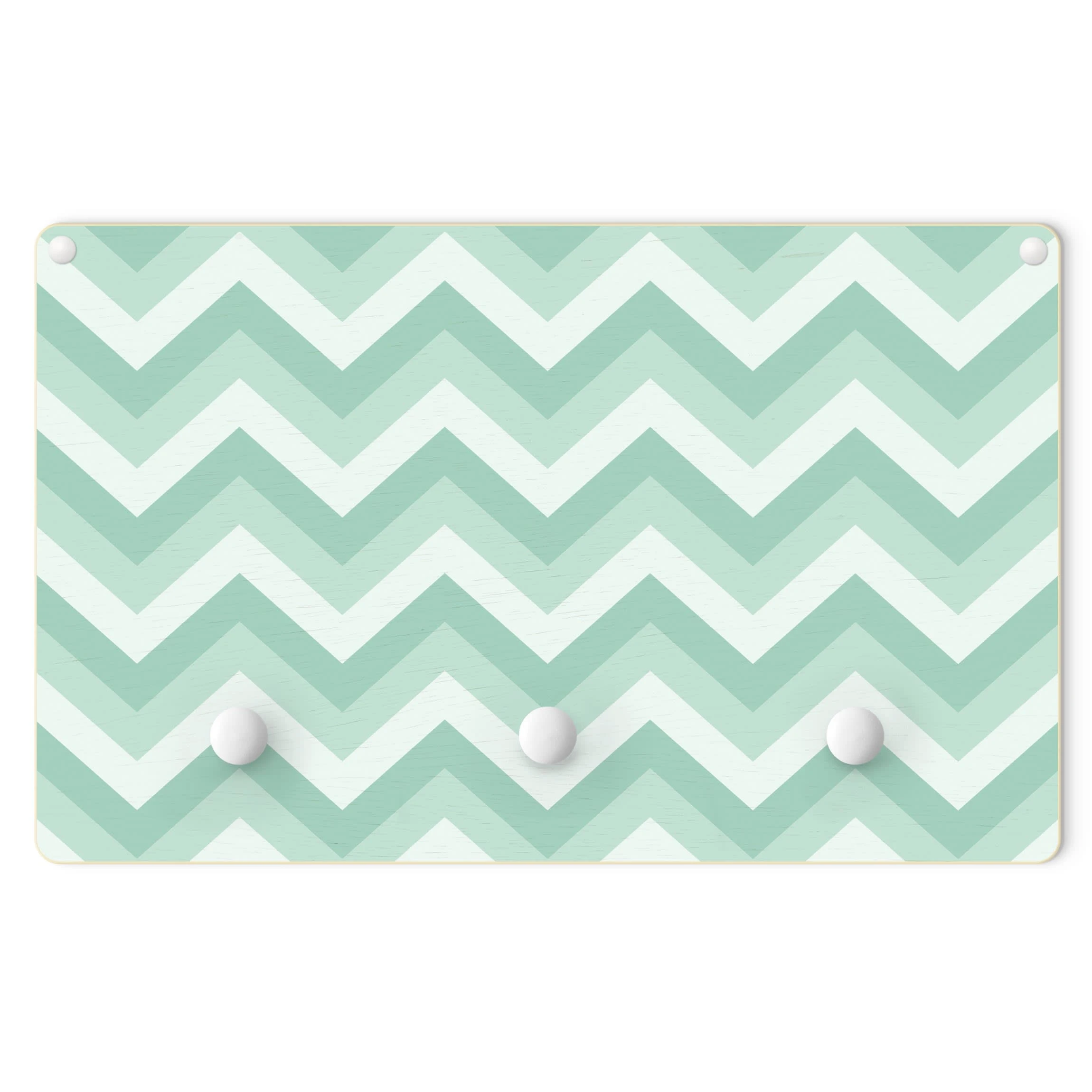 WallArt Kindergarderobe Holz - ZickZack Muster Grün In Grün