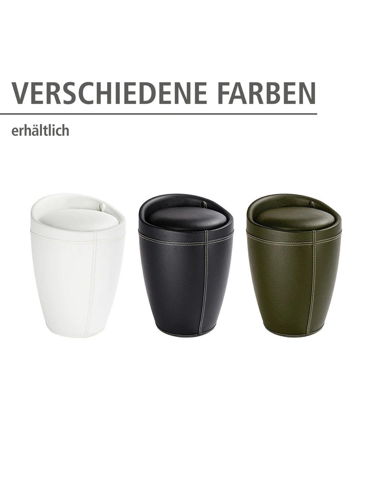 Wenko Hocker Candy Black In Lederoptik, Mit Wäschesack In Schwarz - Image 4