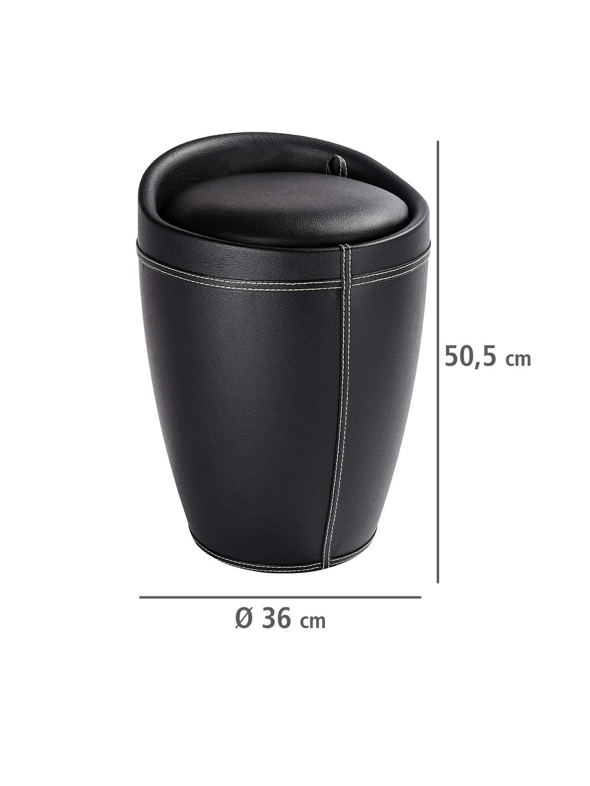Wenko Hocker Candy Black In Lederoptik, Mit Wäschesack In Schwarz - Image 9