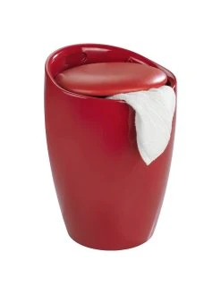 Wenko Hocker Candy Red, Mit Wäschesack In Rot