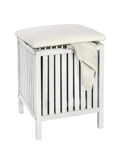 Wenko Hocker Norway Weiß Mit Wäschesammler In Weiß