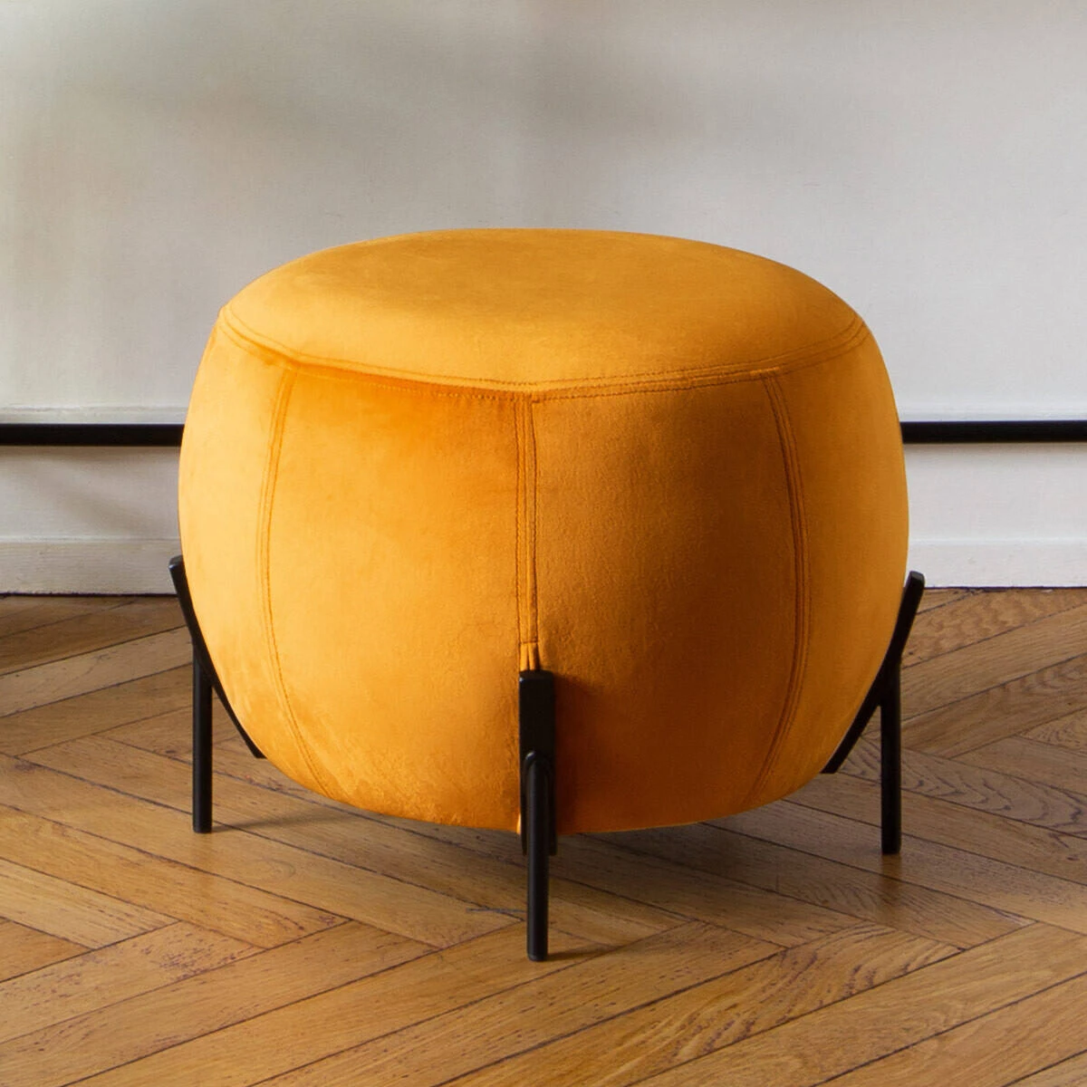 Atmosphera Créateur D'intérieur Velours-Sitzhocker In Gelb - Image 2