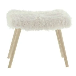HomeLiving Hocker "Kuschelfell" 500x240x400 In Weiß