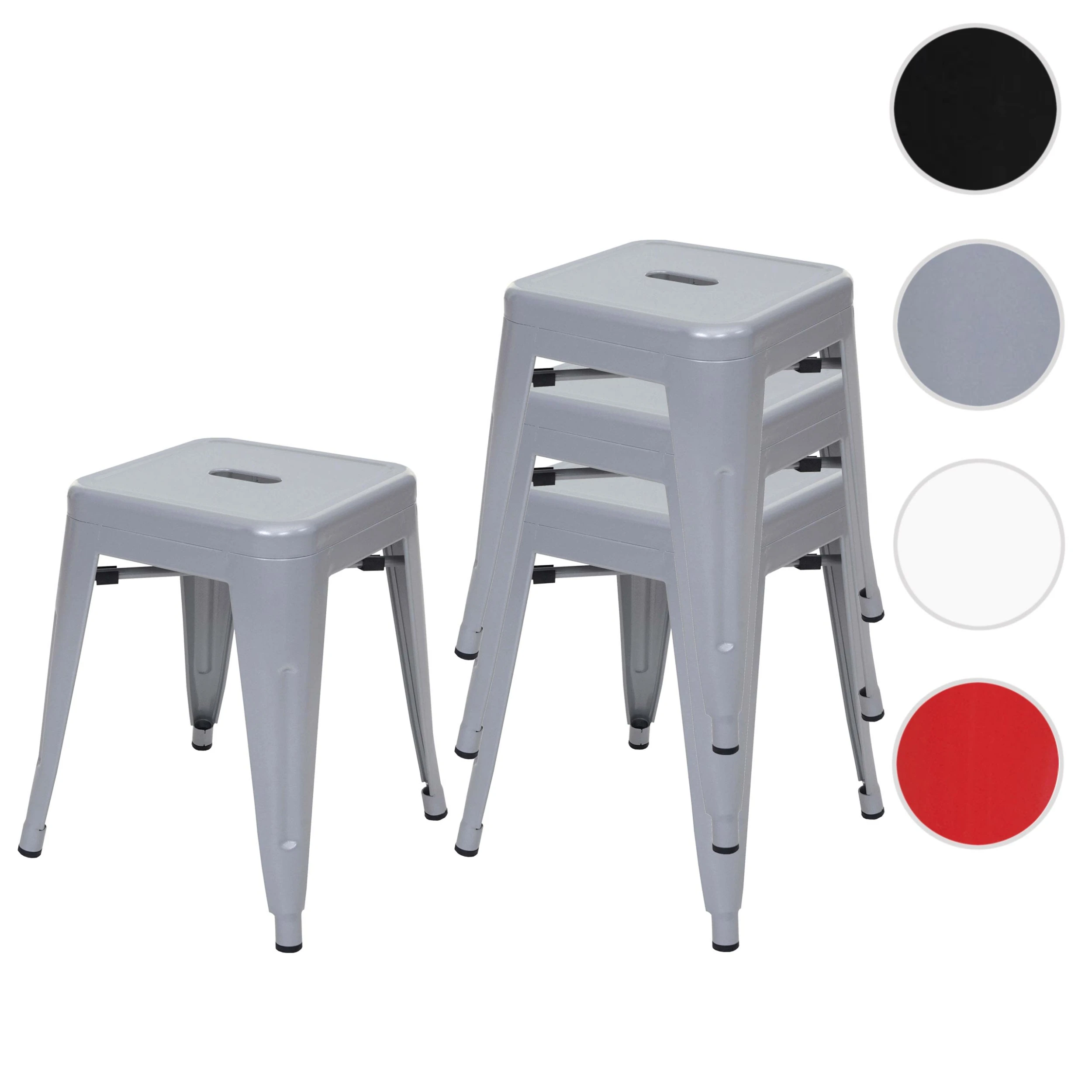 MCW 4x Hocker A73 Im Industriedesign, Grau - Image 7
