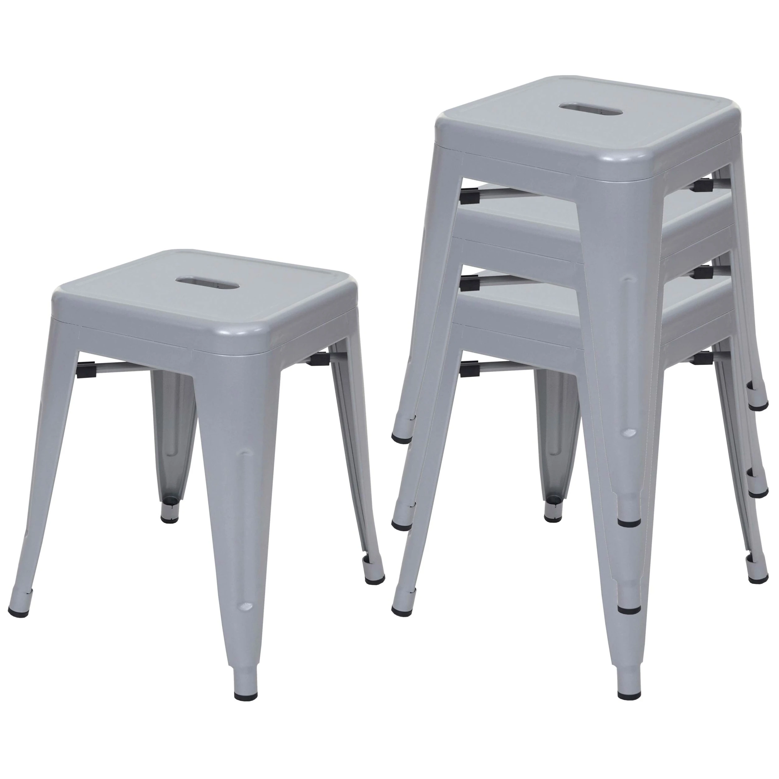 MCW 4x Hocker A73 Im Industriedesign, Grau