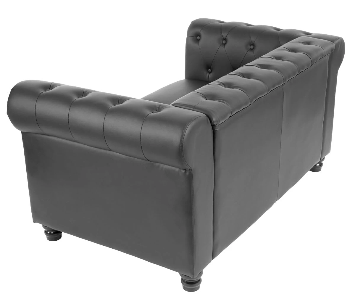 MCW Luxus 2er Sofa Chesterfield Edinburgh, Runde Füße, Schwarz - Image 2