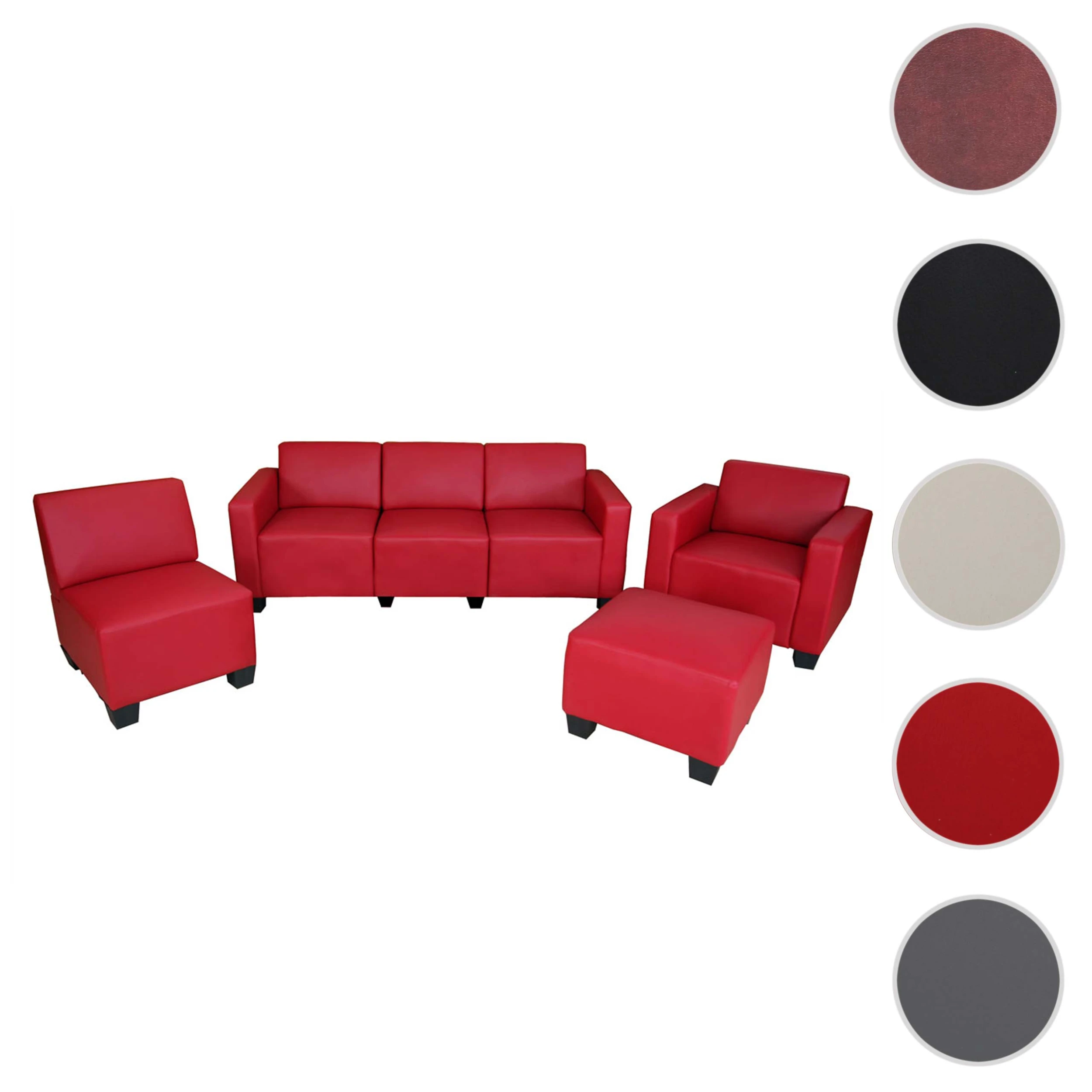MCW Modular Sofa-System Moncalieri 3-1-1-1, Rot - Image 7