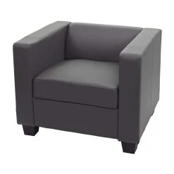 MCW Sessel Loungesessel Lille, Kunstleder, Dunkelgrau