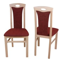 Möbel-direkt Stühle (2 Stück) Betty In Gestell Natur, Stoff Bordeaux