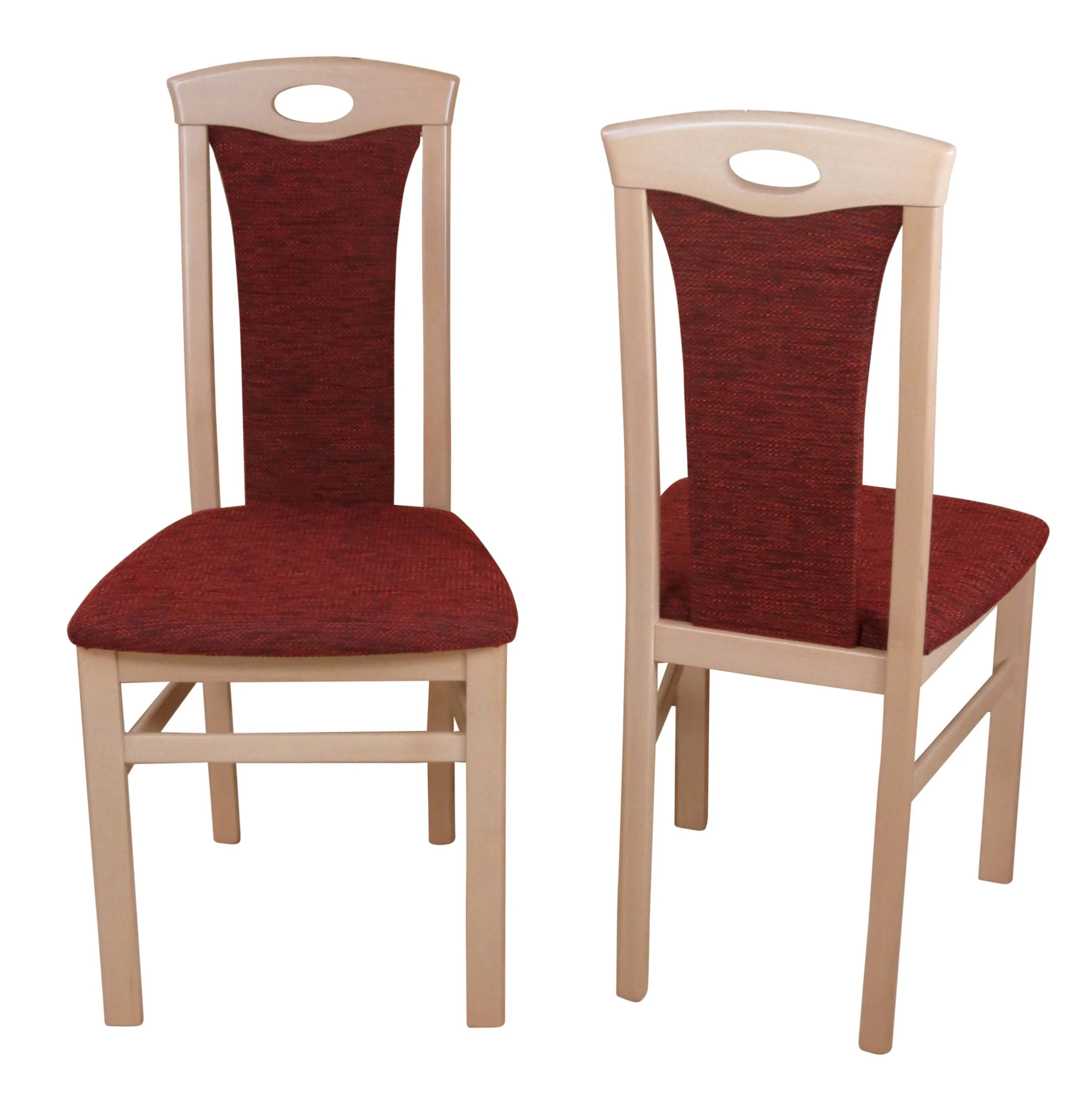 Möbel-direkt Stühle (2 Stück) Betty In Gestell Natur, Stoff Bordeaux