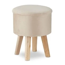 Relaxdays Hocker In Creme - (H)36 X Ø 30 Cm