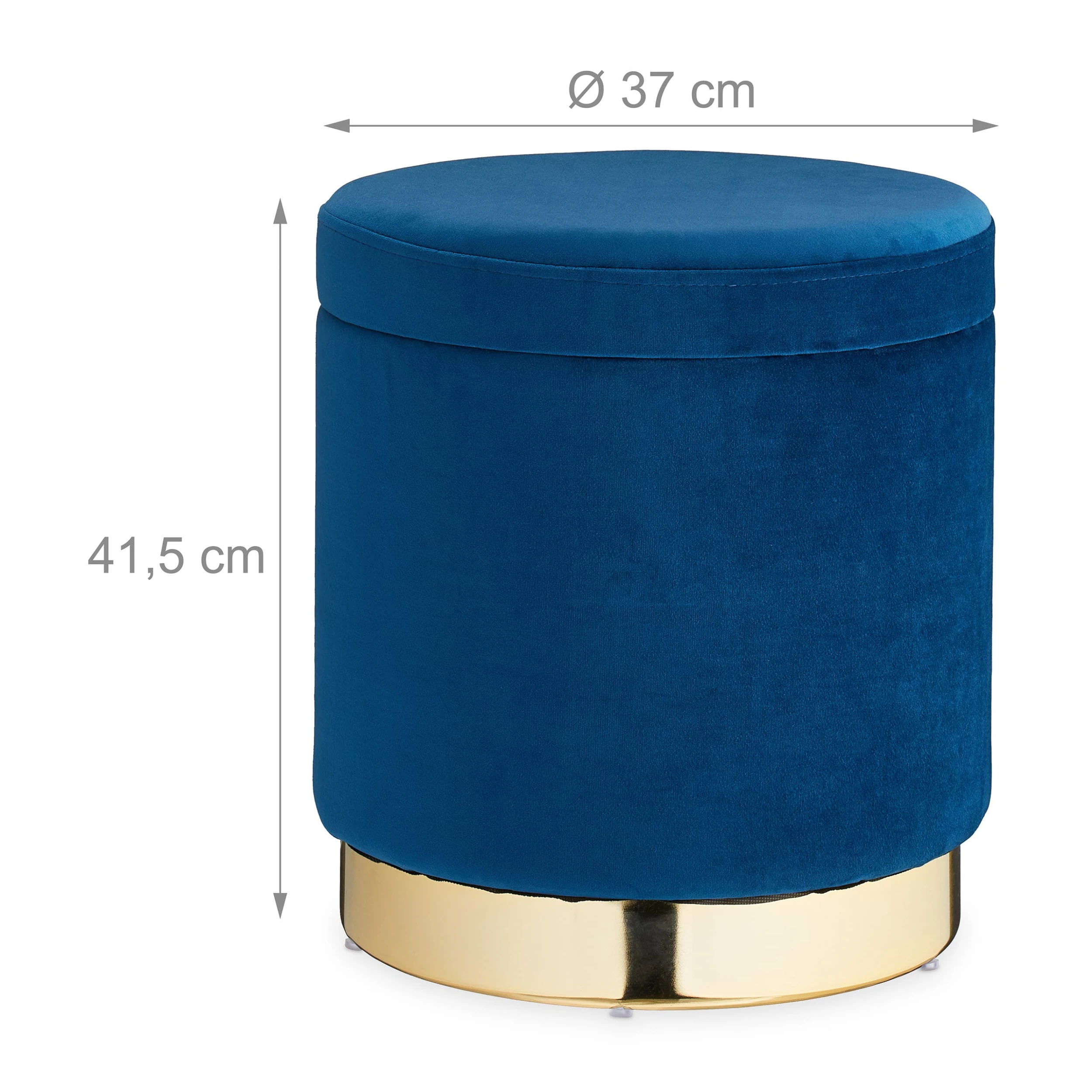 Relaxdays Samthocker In Blau/Gold - (H)41,5 X Ă 37 Cm â Bild 4