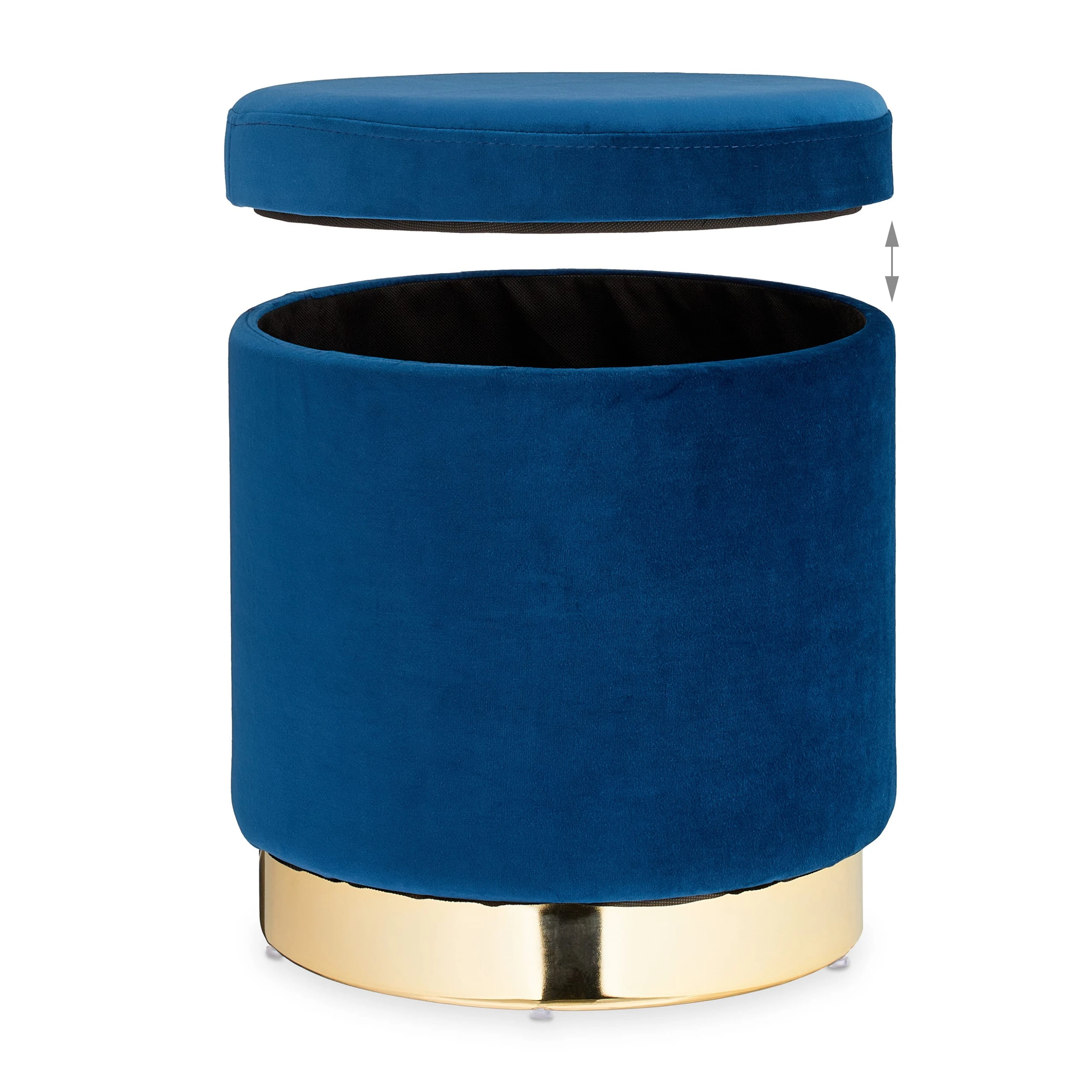 Relaxdays Samthocker In Blau/Gold - (H)41,5 X Ă 37 Cm â Bild 6